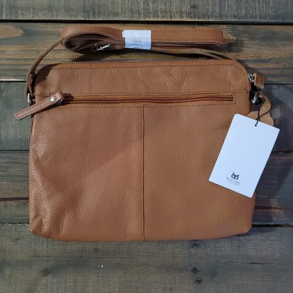 Wise Owl Genuine Nappa Leather Crossbody Bag - Picture 5 of 6